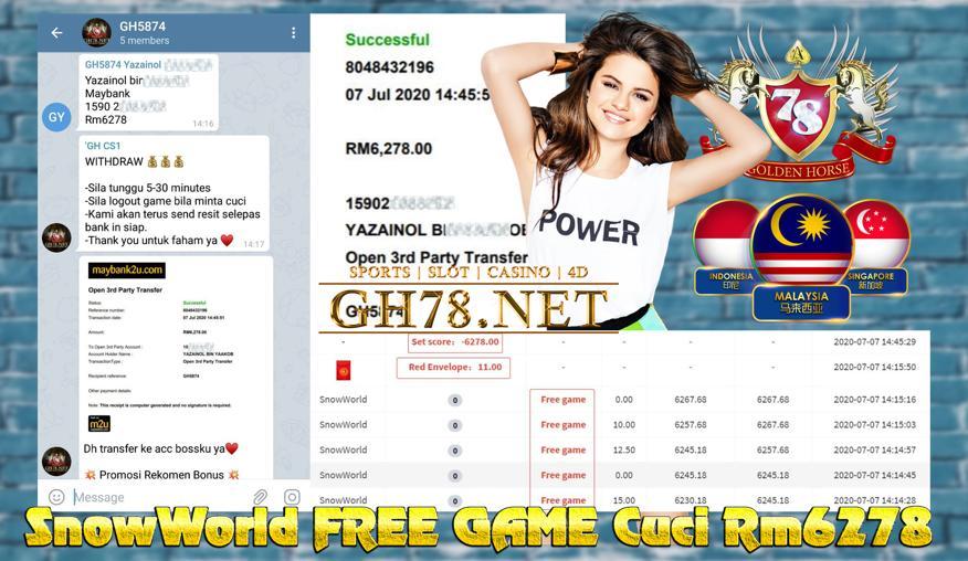 SERVER MEGA888 , SNOW WORLD DAPAT FREE GAME & DAPAT CUCI RM6278