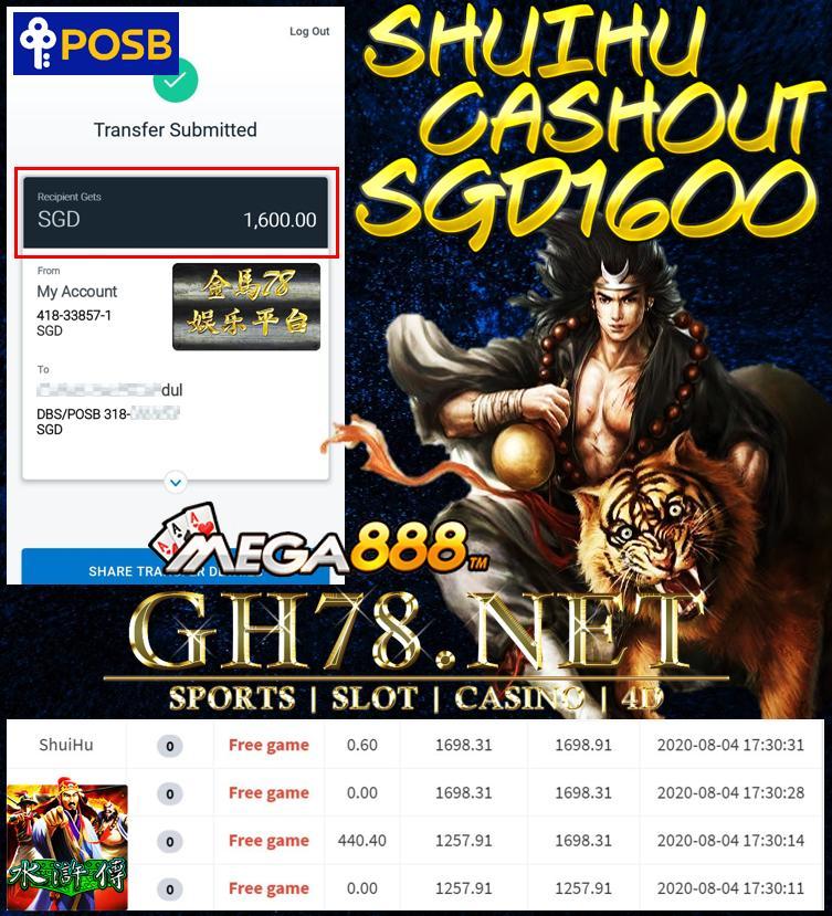 MEMBER PLAY SHUI HU CASHOUT SGD1600