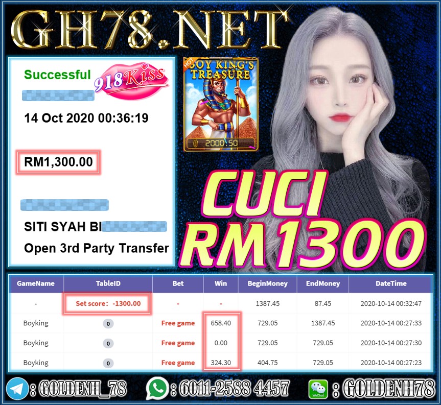 MEMBER MAIN 918KISS CUCI RM1300