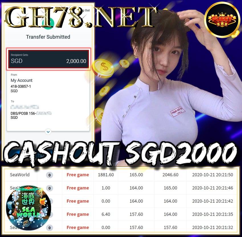 MEMBER PLAY PUSSY888 CASHOUT SGD2000