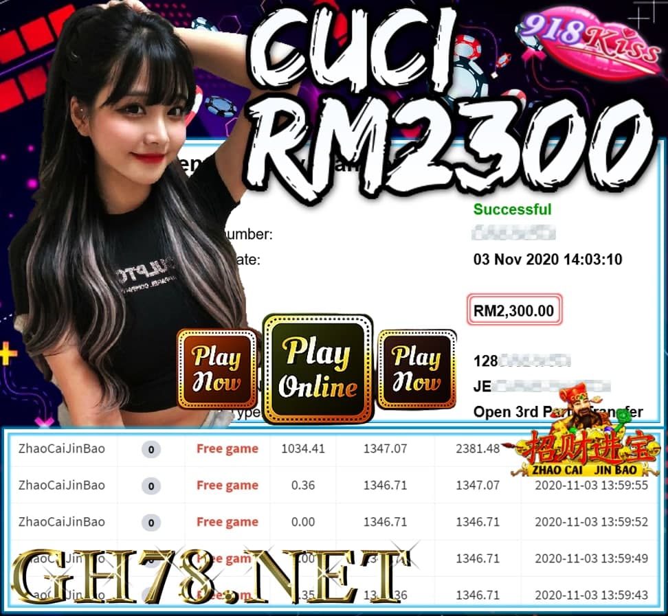 MEMBER MAIN 918KISS CUCI RM2300 !!!