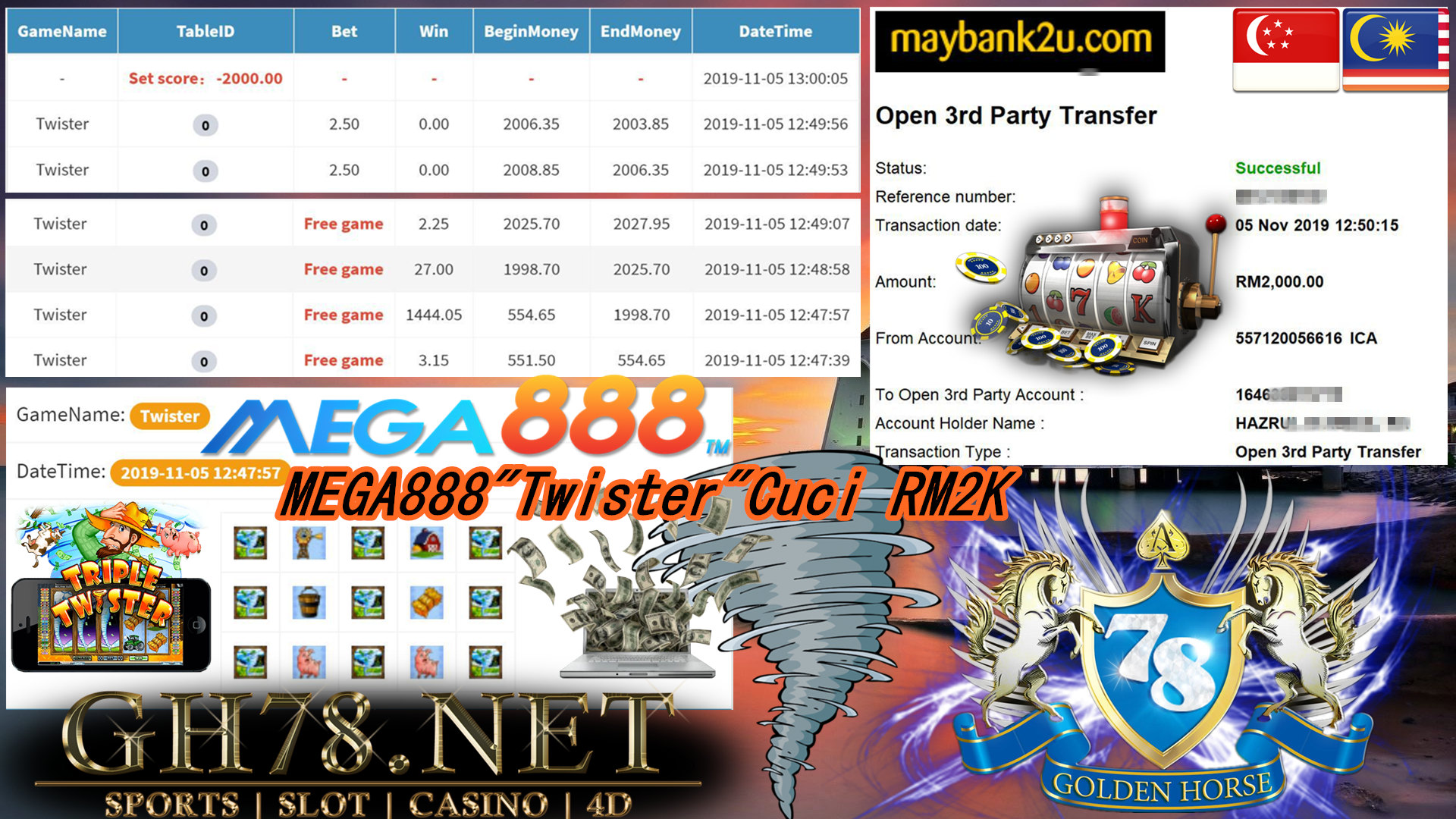 MEGA888 CUSTOMER MAIN TWISTER MINTA CUCI RM2000!!