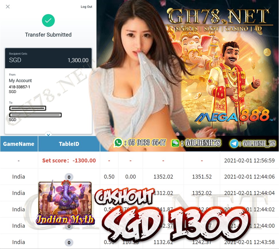 MEGA888 INDIA MYTH GAME CASHOUT $S1300