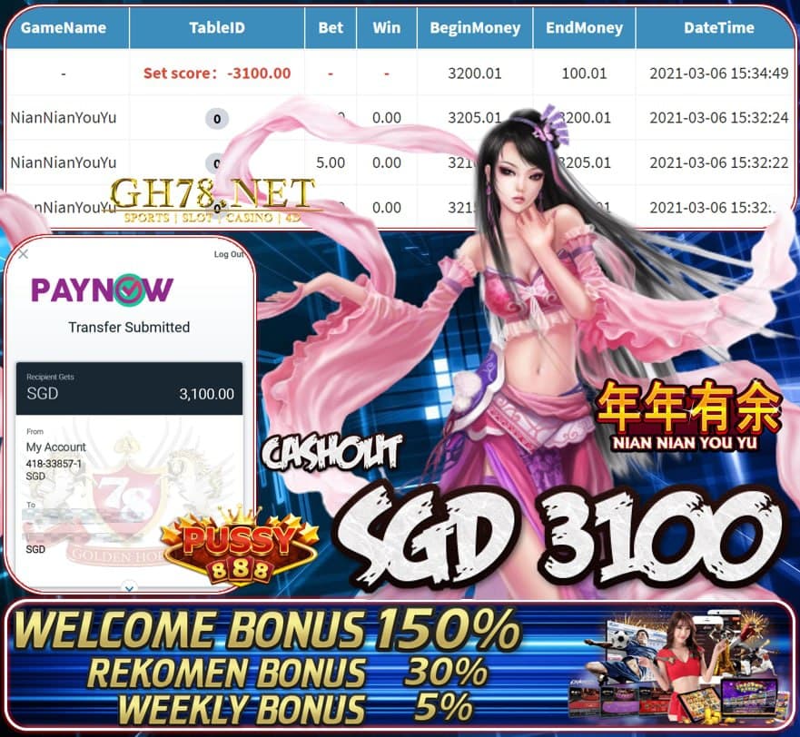 PUSSY888 NIAN NIAN YOU YU GAME CUCI RM3100