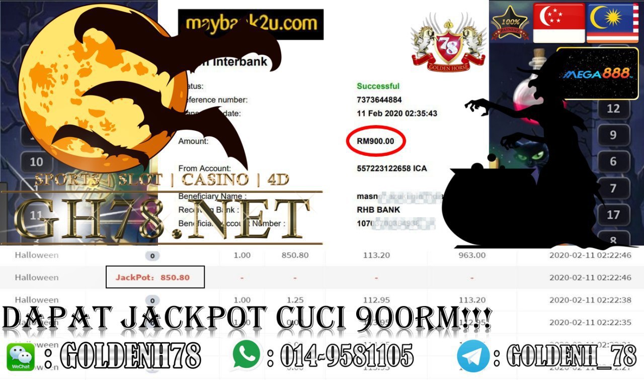 2020 NEW YEAR !!! MEMBER MAIN MEGA888, HALLOWEEN (JACKPOT) , WITHDRAW RM900!!